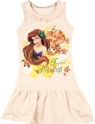 

Disney Princess Girls Midi/Knee Length Casual Dress(Orange, Sleeveless, Peach
