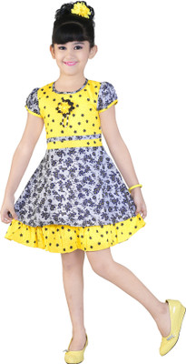 

Golden Girl Girls Midi/Knee Length Casual Dress(Yellow, Fashion Sleeve