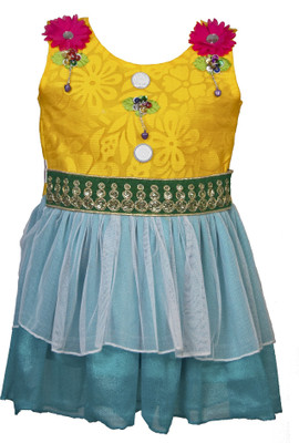 

Retaaz Girls Midi/Knee Length Casual Dress(Yellow, Sleeveless