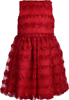 

Toy Balloon Kids Girls Midi/Knee Length Party Dress(Red, Sleeveless