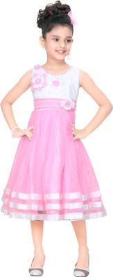 

Trendyy Girls Girls Midi/Knee Length Casual Dress(Pink, Sleeveless