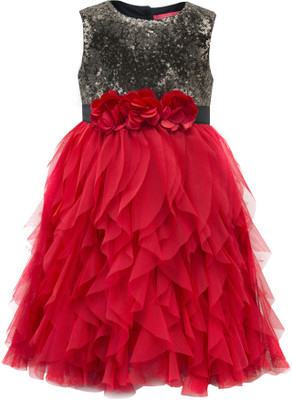 

Toy Balloon Kids Girls Midi/Knee Length Party Dress(Red, Sleeveless