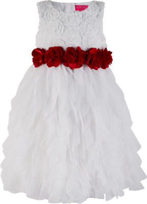 

Toy Balloon Kids Girls Midi/Knee Length Party Dress(White, Sleeveless)