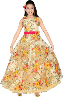 

Trendyy Girls Girls Midi/Knee Length Party Dress(Multicolor, Sleeveless