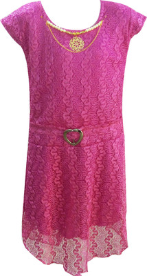 

Fashionitz Girls Midi/Knee Length Party Dress(Pink, Sleeveless