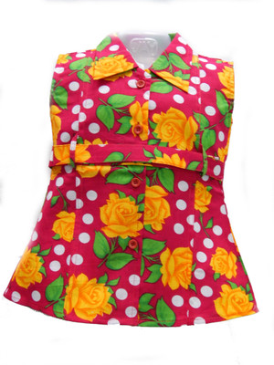 

BG Girls Midi/Knee Length Casual Dress(Multicolor, Sleeveless, Raani dot