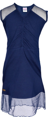 

Lil Orchids Girls Midi/Knee Length Casual Dress(Blue, Sleeveless, Navy