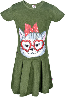 

Lil Orchids Girls Midi/Knee Length Casual Dress(Green, Sleeveless