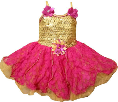 

All About Pink Girls Midi/Knee Length Party Dress(Pink, Sleeveless