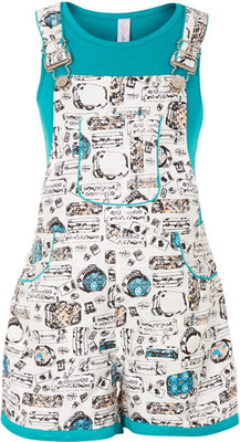 

Naughty Ninos Dungaree For Girls Casual Printed Cotton(Green, Teal