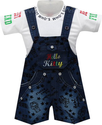 

Baloons Dungaree For Boys & Girls Party Embroidered Cotton(White, Pack of 1