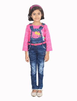 

First Baby Dungaree For Girls Casual Graphic Print Cotton(Pink, Pack of 1), Rani