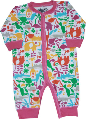 

Kiwi Romper For Boys & Girls Printed Cotton(Pink, Pack of 1, Pink with white