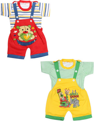 

Babeezworld Dungaree For Boys & Girls Casual Printed Cotton(Multicolor, Pack of 2, Multicolour