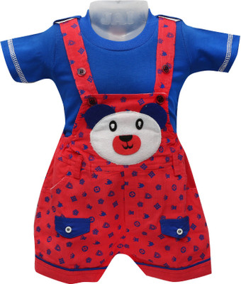 

Baloons Dungaree For Boys & Girls Party Applique Cotton(Multicolor, Pack of 1, Red