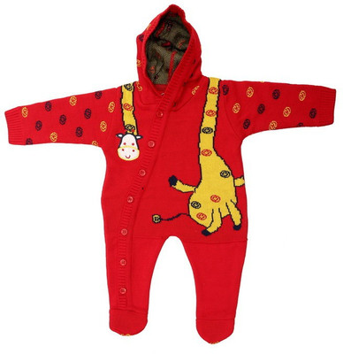 

Colors & Blends Romper For Boys & Girls Casual Animal Print Metallic Yarn(Red, Pack of 1