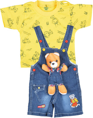 

Kuchipoo Dungaree For Boys & Girls Printed Denim(Yellow, Pack of 1