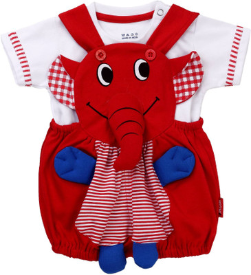 

NammaBaby Dungaree For Boys & Girls Animal Print Cotton(Red, Pack of 1