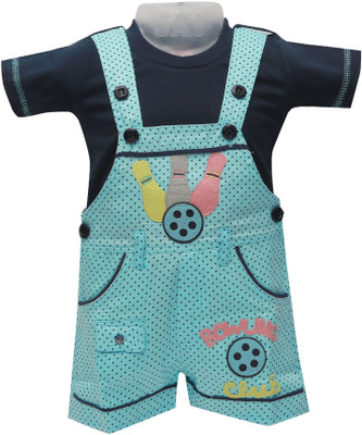 

Baloons Dungaree For Boys & Girls Casual Polka Print Cotton(Multicolor, Pack of 1, Blue