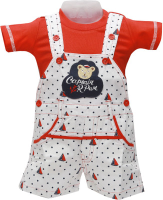 

Baloons Dungaree For Boys & Girls Casual Polka Print Cotton(Multicolor, Pack of 1, Red