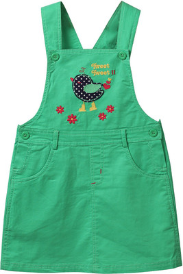 

Beebay Dungaree For Girls Applique Cotton(Green)