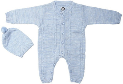 

Colors & Blends Romper For Boys & Girls Casual Self Design Metallic Yarn(Blue, Pack of 1, Mixture blue