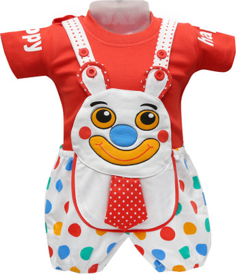 

Baloons Dungaree For Boys & Girls Party Applique Cotton(Red, Pack of 1