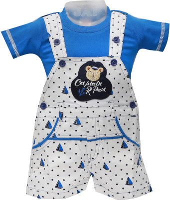 

Baloons Dungaree For Boys & Girls Casual Polka Print Cotton(Multicolor, Pack of 1, Blue