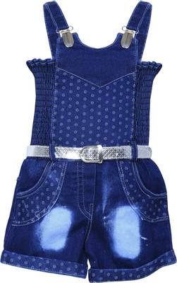 

MKB Dungaree For Girls Solid Denim(Blue, Pack of 1