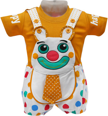

Baloons Dungaree For Boys & Girls Party Applique Cotton(Yellow, Pack of 1