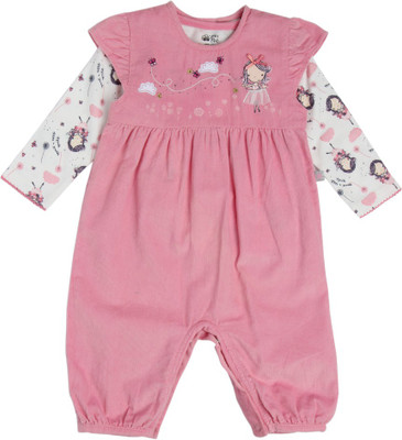 

FS Mini Klub Dungaree For Girls Solid Cotton(Pink, Pack of 1