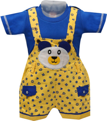 

Baloons Dungaree For Boys & Girls Party Applique Cotton(Yellow, Pack of 1