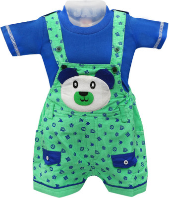 

Baloons Dungaree For Boys & Girls Party Applique Cotton(Multicolor, Pack of 1, Green