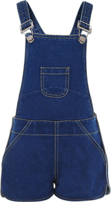 

Naughty Ninos Dungaree For Girls Solid Cotton(Dark Blue, Pack of 1