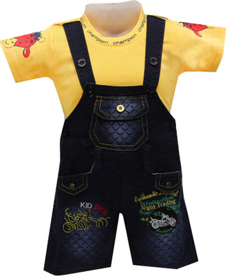

Baloons Dungaree For Boys & Girls Party Embroidered Cotton(Yellow, Pack of 1