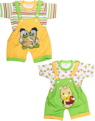 

Babeezworld Dungaree For Boys & Girls Casual Printed Cotton(Multicolor, Pack of 2, Multicolour