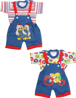 

Babeezworld Dungaree For Boys & Girls Casual Printed Cotton(Multicolor, Pack of 2, Multicolour