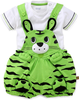 

NammaBaby Dungaree For Boys & Girls Animal Print Cotton(Green, Pack of 1