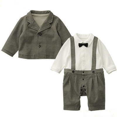 

Shopandmart Romper For Boys Striped Cotton(Grey, Pack of 1, White & grey