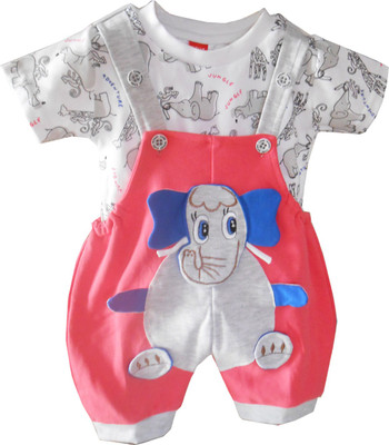 

NammaBaby Dungaree For Girls Animal Print Cotton(Multicolor, Pack of 1, Pink
