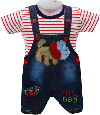 

Baloons Dungaree For Boys & Girls Party Embroidered Cotton(Multicolor, Pack of 1, Red