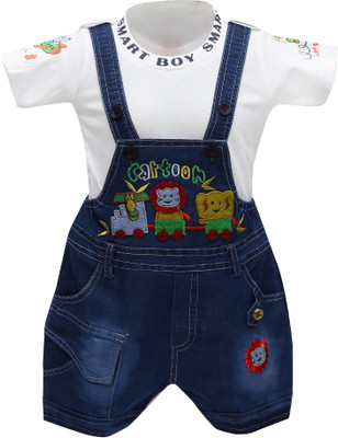 

Baloons Dungaree For Boys & Girls Party Embroidered Cotton(White, Pack of 1