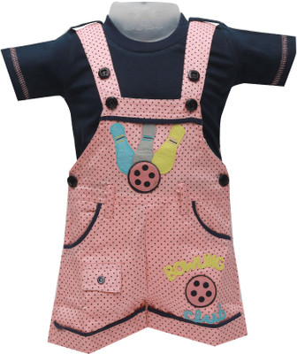 

Baloons Dungaree For Boys & Girls Casual Polka Print Cotton(Multicolor, Pack of 1, Pink