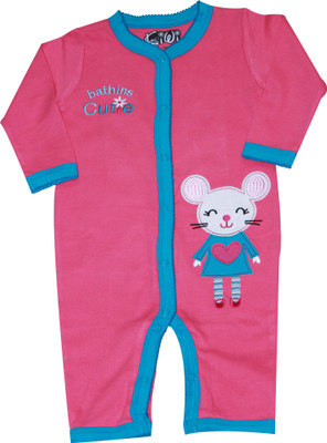 

Kiwi Romper For Boys & Girls Embroidered Cotton(Pink, Pack of 1