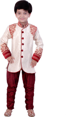 

Arshia Fashions Boys Sherwani and Churidar Set(Multicolor Pack of 1, Beige;red