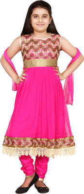 

DHANYA Girls Kurta and Dupatta Set(Multicolor Pack of 1, Pink