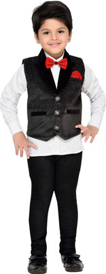 

AJ Dezines Boys Festive & Party Shirt, Waistcoat and Pant Set(Black Pack of 1