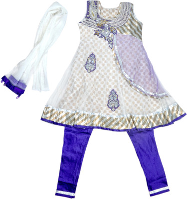 

Hey Baby Girls Kurti, Legging and Dupatta Set(Blue Pack of 2, Blue;white