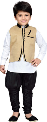 

AJ Dezines Boys Kurta, Waistcoat and Breeches Set(Brown Pack of 1, Fawn