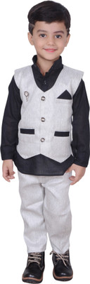 

Nikky Fashion Boys Shirt, Waistcoat and Pant Set(Grey Pack of 1